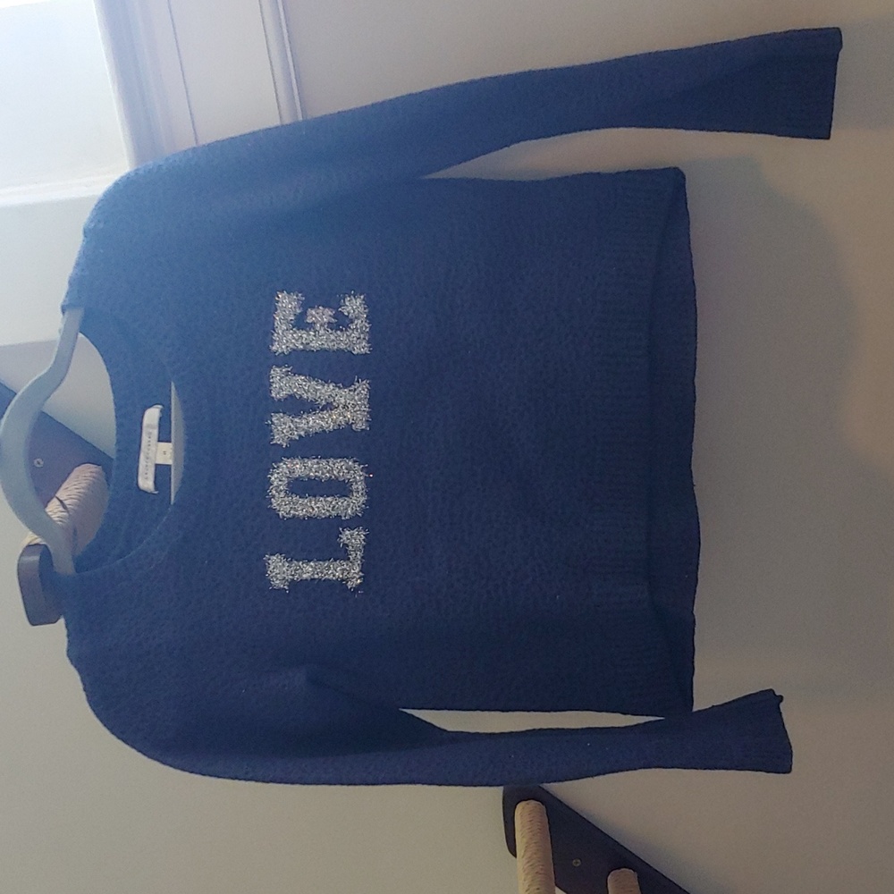 Fuzzy Navy LOVE Sweater